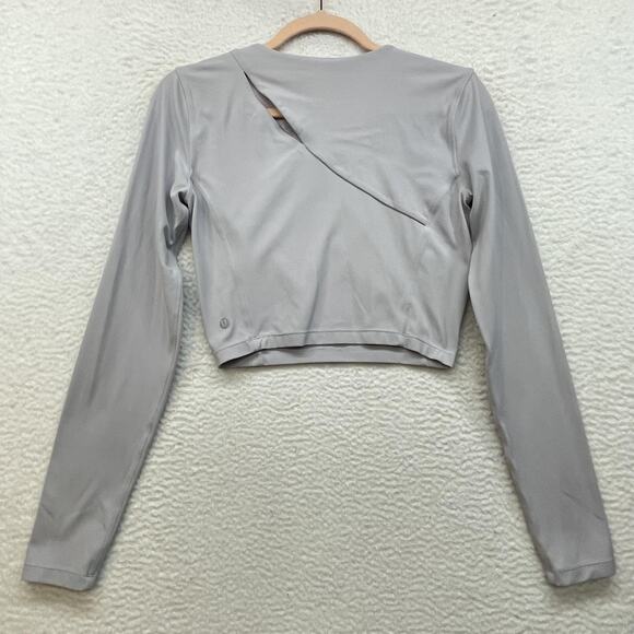 Lululemon Top Womens 4 Purple Aligned Angles Long Sleeve Nulu Asymmetrical Cropd - Picture 2 of 8